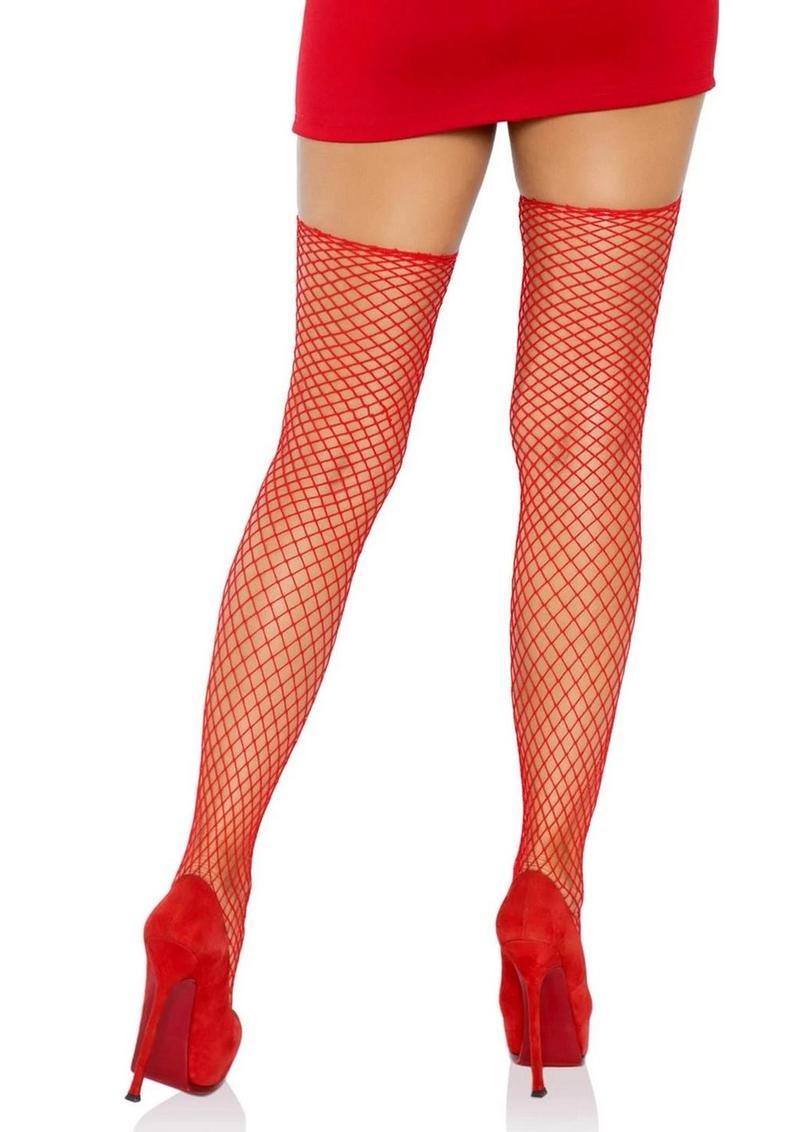 Leg Avenue Lycra Industrial Net Stockings - Red - One Size