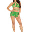 Leg Avenue Mary Jane Wrap Around Bra Top and Boy Shorts - Green - One Size - 2 Piece