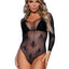 Leg Avenue Micro Net Snap Crotch Skull Bodysuit - Black - One Size