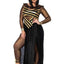 Leg Avenue Nile Queen Catsuit Dress with Jewel Collar Head - Black/Gold - Queen/XLarge/XXLarge - 3 Piece/Piece