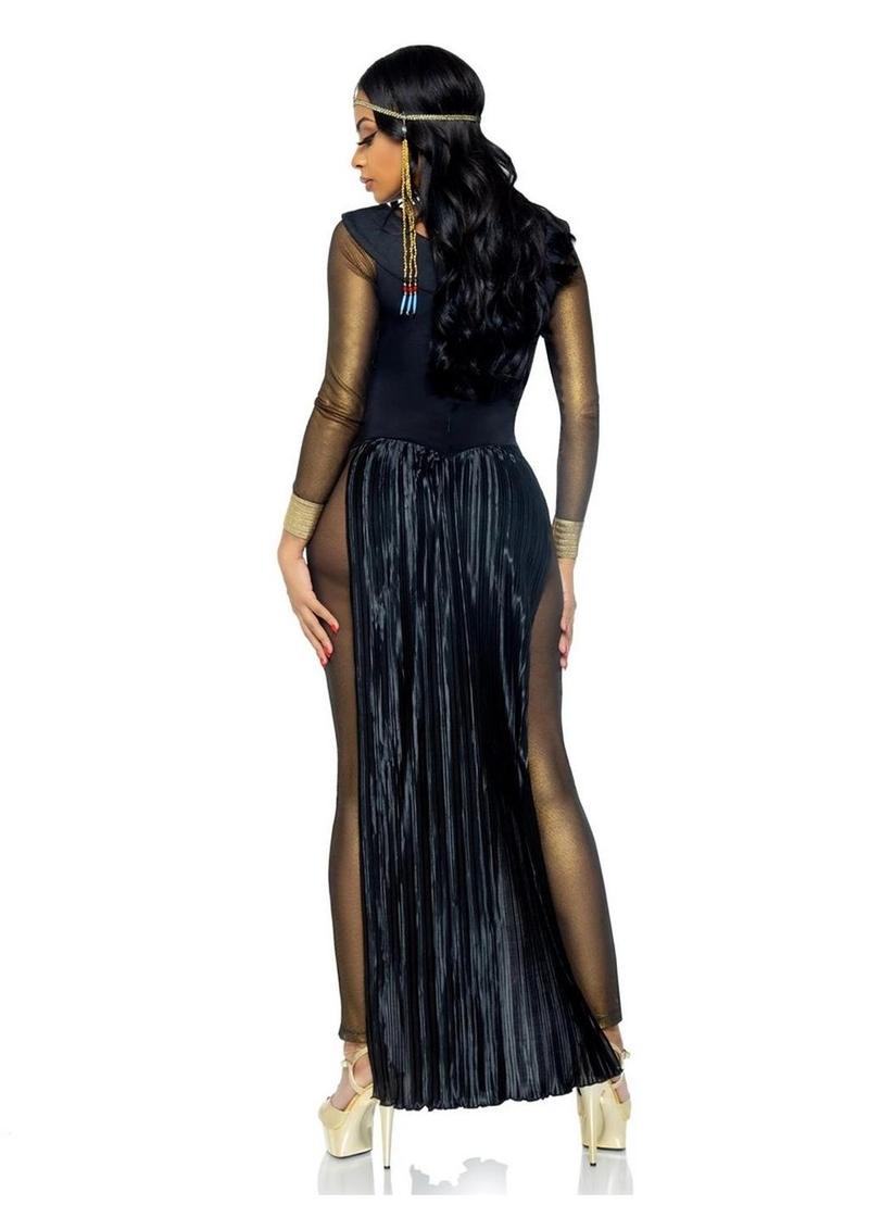 Leg Avenue Nile Queen Catsuit Dress with Jewel Collar Head - Black/Gold - Large - 3 Piece/Piece