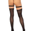 Leg Avenue Nylon Opaque Thigh Highs with Heart Garter Top - Black - One Size