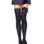Leg Avenue Nylon Thigh High with Bow - Black - Plus Size/Queen