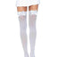 Leg Avenue Nylon Thigh High with Bow - White - Plus Size/Queen