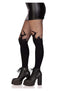 Leg Avenue Opaque Flame Tights with Fishnet Top - Black - One Size