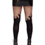 Leg Avenue Opaque Flame Tights with Fishnet Top - Black - One Size