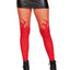 Leg Avenue Opaque Flame Tights with Fishnet Top - Red - One Size