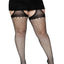 Leg Avenue Oval Net Suspender Hose with Opaque Top - Black - Queen/XLarge/XXLarge