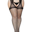 Leg Avenue Oval Net Suspender Hose with Opaque Top - Black - Queen/XLarge/XXLarge