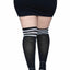 Leg Avenue Over The Knee Athletic Socks - Black/White - Queen/XLarge/XXLarge