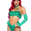 Leg Avenue Poison Temptress Leafy Halter Top with Corset Lace Up Back, Leafy Panty, and Sleeves - Green - XSmall - 3 Piece