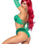 Leg Avenue Poison Temptress Leafy Halter Top with Corset Lace Up Back, Leafy Panty, and Sleeves