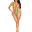 Leg Avenue Rainbow Stripe Cross-Over Halter Bodysuit