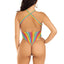 Leg Avenue Rainbow Stripe Cross-Over Halter Bodysuit - Multicolor - One Size