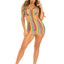 Leg Avenue Rainbow Stripe Cross-Over Halter Mini Dress