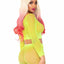 Leg Avenue Rhinestone Fishnet Long Sleeve Crop Top and Biker Shorts - Yellow - One Size - 2 Piece