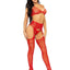 Leg Avenue Rhinestone Lace Bra Top, G-String, and Fishnet Garter Belt Stocking