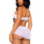 Leg Avenue Rhinestone Mesh Bra Top with Ring Accent, G-String Panty and Matching Sarong - White - Medium - 3 Pieces