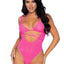 Leg Avenue Rhinestone Mesh Wrap Around Bikini Top and Suspender Bodysuit