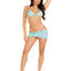 Leg Avenue Rhinestone Mesh Wrap Around Bra Top, G-String Panty, and Ruched Tie Sarong (3 Piece) - Medium/Large - Baby - Blue