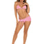 Leg Avenue Rhinestone Mesh Wrap Around Bra Top, G-String Panty, and Ruched Tie Sarong - Baby Pink - Medium/Small - 3 Piece