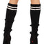 Leg Avenue Ribbed Stirrup Leg Warmers with Athletic Stripe - Black - One Size