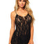 Leg Avenue Rose Lace Flair Chemise - Black - One Size