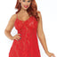 Leg Avenue Rose Lace Flair Chemise - Red - One Size