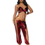 Leg Avenue Ruby Desert Princess Lame Bikini Top and Split Leg Cut-Out Harem Pants with Side Ties - Red - Small - 2 Piece