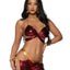 Leg Avenue Ruby Desert Princess Lame Bikini Top and Split Leg Cut-Out Harem Pants with Side Ties - Red - XSmall - 2 Piece