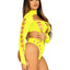 Leg Avenue Seamless Asymmetrical Cut Out Thong Back Bodysuit - Neon Yellow/Yellow - One Size