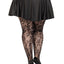 Leg Avenue Seamless Chantilly Floral Lace Tights - 1x-2x - Black