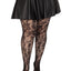 Leg Avenue Seamless Chantilly Floral Lace Tights - 1x-2x