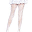 Leg Avenue Seamless Chantilly Floral Lace Tights - Red - One Size