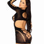 Leg Avenue Seamless Cut Out Long Sleeve Mini Dress with Faux Lace-Up Detail - Black - One Size