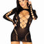 Leg Avenue Seamless Cut Out Long Sleeve Mini Dress with Faux Lace-Up Detail