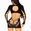 Leg Avenue Seamless Cut Out Long Sleeve Mini Dress with Faux Lace-Up Detail