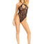 Leg Avenue Seamless Heart Net Keyhole Halter Teddy