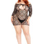 Leg Avenue Seamless Heart Net Mini Dress with Keyhole Tie Front