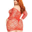 Leg Avenue Seamless Heart Net Mini Dress with Keyhole Tie Front