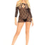 Leg Avenue Seamless Heart Net Mini Dress with Keyhole Tie Front