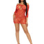 Leg Avenue Seamless Heart Net Mini Dress with Keyhole Tie Front