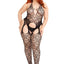 Leg Avenue Seamless Heart Net Suspender Bodystocking - Black - Queen/XLarge/XXLarge