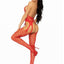 Leg Avenue Seamless Heart Net Suspender Bodystocking - Red - One Size