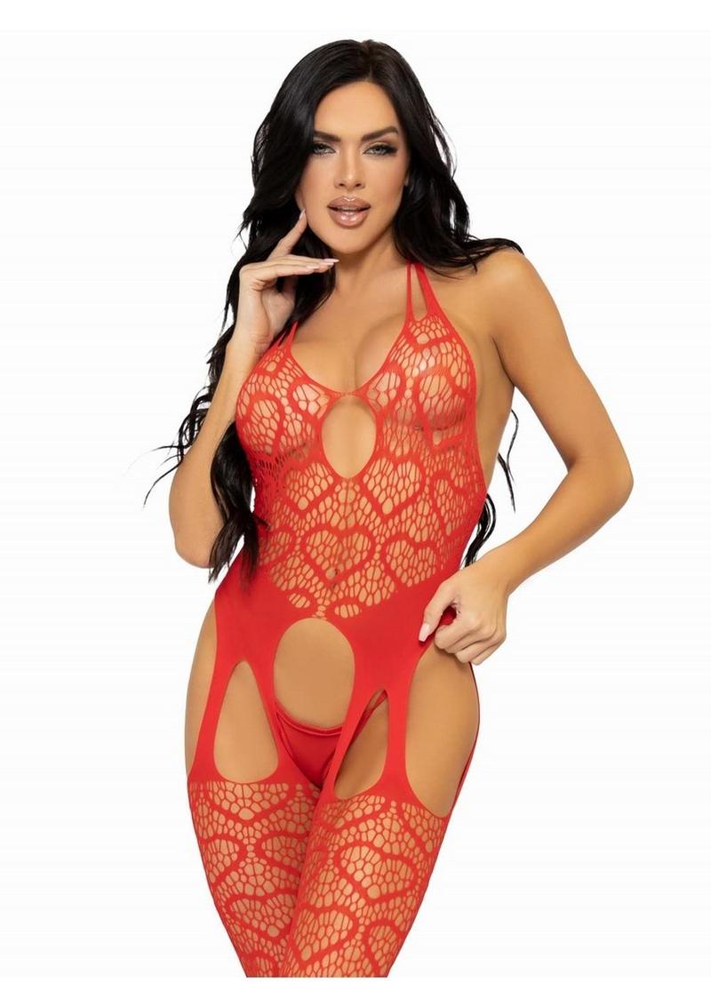 Leg Avenue Seamless Heart Net Suspender Bodystocking