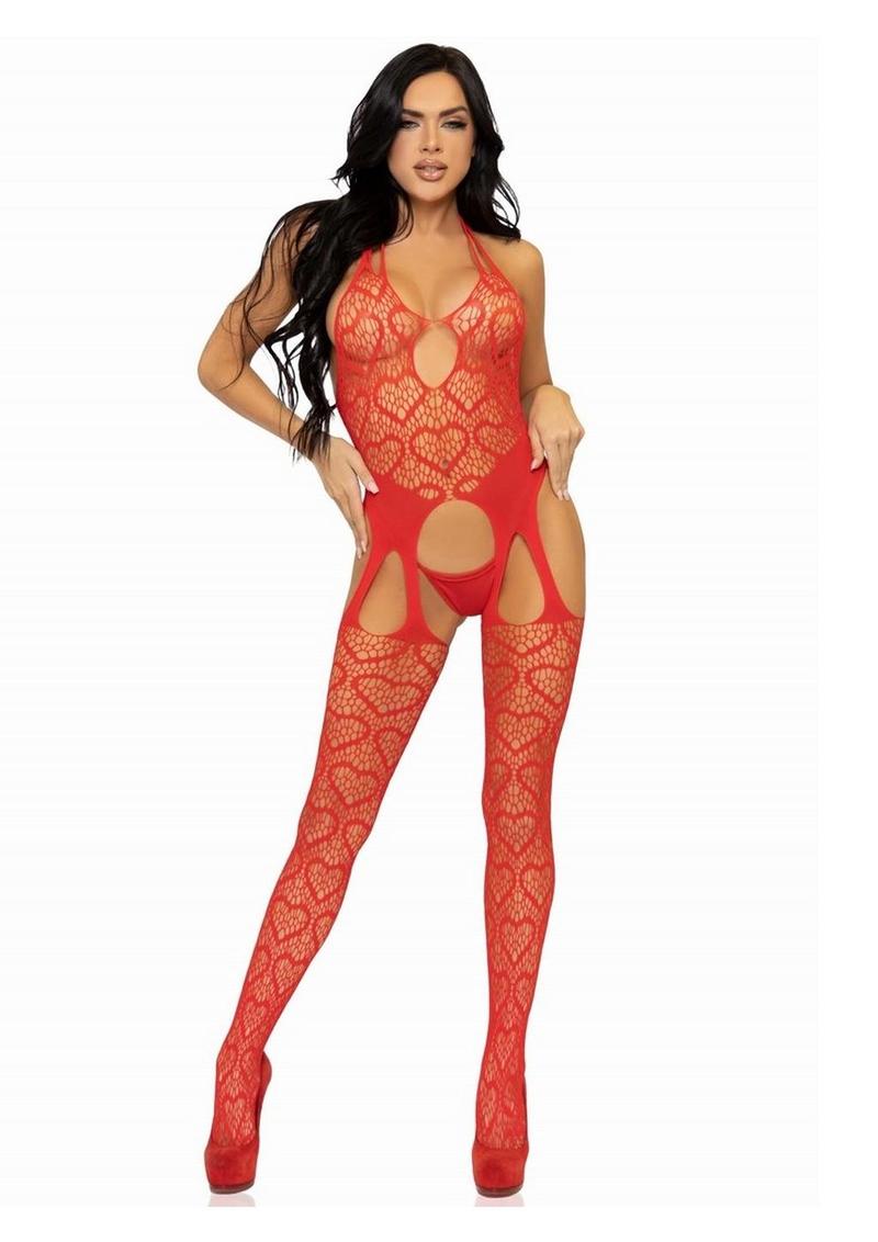 Leg Avenue Seamless Heart Net Suspender Bodystocking