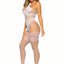 Leg Avenue Seamless Industrial Net Halter Bodystocking with Faux Lace Lingerie Detail