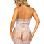 Leg Avenue Seamless Industrial Net Halter Bodystocking with Faux Lace Lingerie Detail - White - One Size