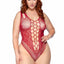 Leg Avenue Seamless Net Lace Bodysuit with Dual Shoulder Straps and Cheeky Cut Bottom