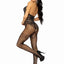 Leg Avenue Seamless Rhinestone Fishnet Bodystocking with Keyhole and Lace Lingerie Detail - Black - One Size